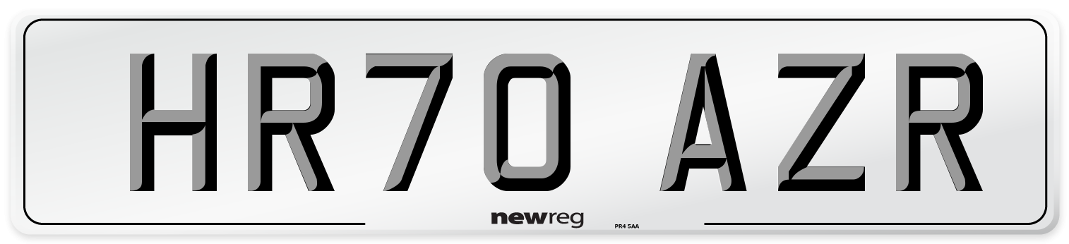 HR70 AZR Number Plate from New Reg